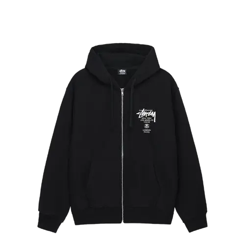 STUSSY DSM WORLD TOUR ZIP HOODIE BLACK | AREA 02 — Asia's Premier