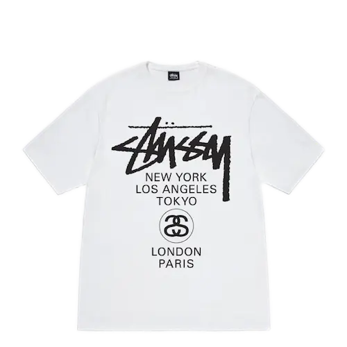 STUSSY WORLD TOUR TEE WHITE | AREA 02 — Asia's Premier Exchange