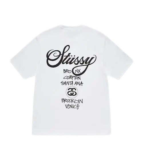 STUSSY WORLD TOUR TEE WHITE | AREA 02 — Asia's Premier Exchange