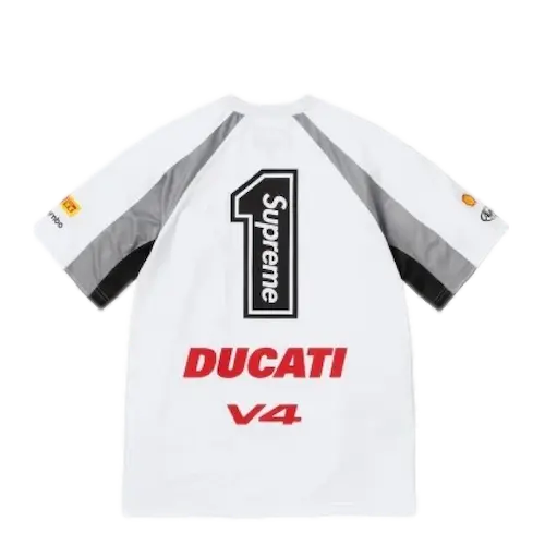 SUPREME DUCATI SOCCER JERSEY WHITE | AREA 02 SUPREME DUCATI SOCCER JERSEY WHITE | AREA 02