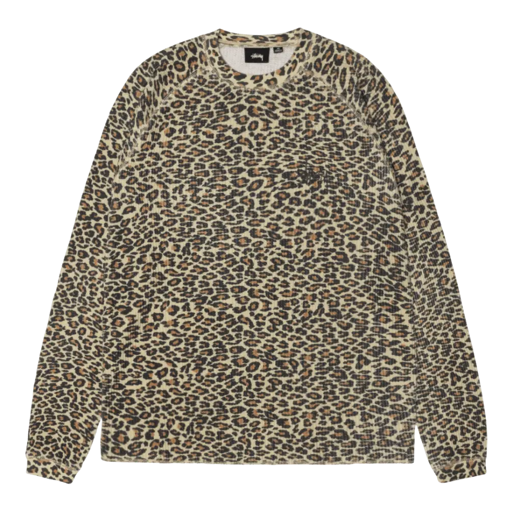STUSSY BASIC STÜSSY THERMAL LEOPARD Stüssy Raglan Thermal Basic Stock Leopard – Très Bien