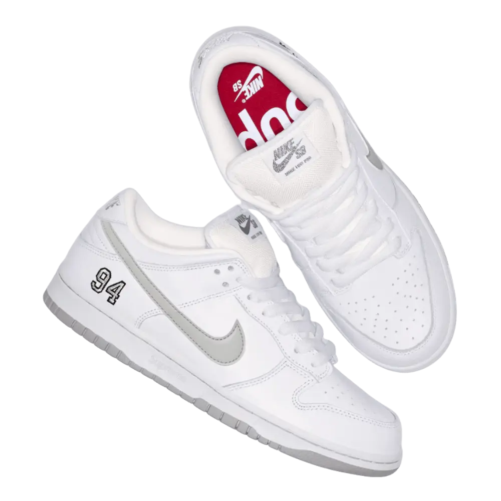 Nike SB Dunk Low 94 ホワイト Nike Men's SB Dunk Low Supreme 94 White Metallic Silver