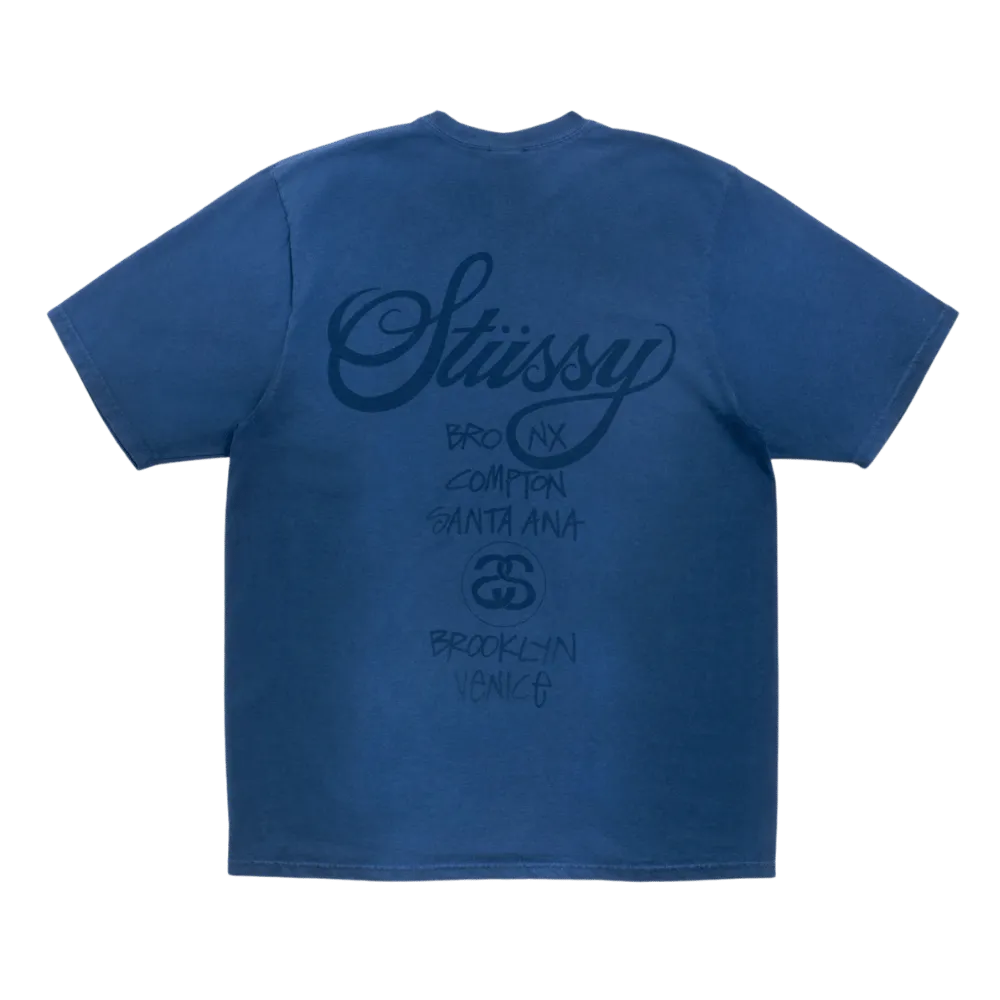 STUSSY World Tour fade Tシャツ ネイビー XXL WORLD TOUR TEE SUN FADED NAVY | AREA 02 — Asia's Premier Exchange