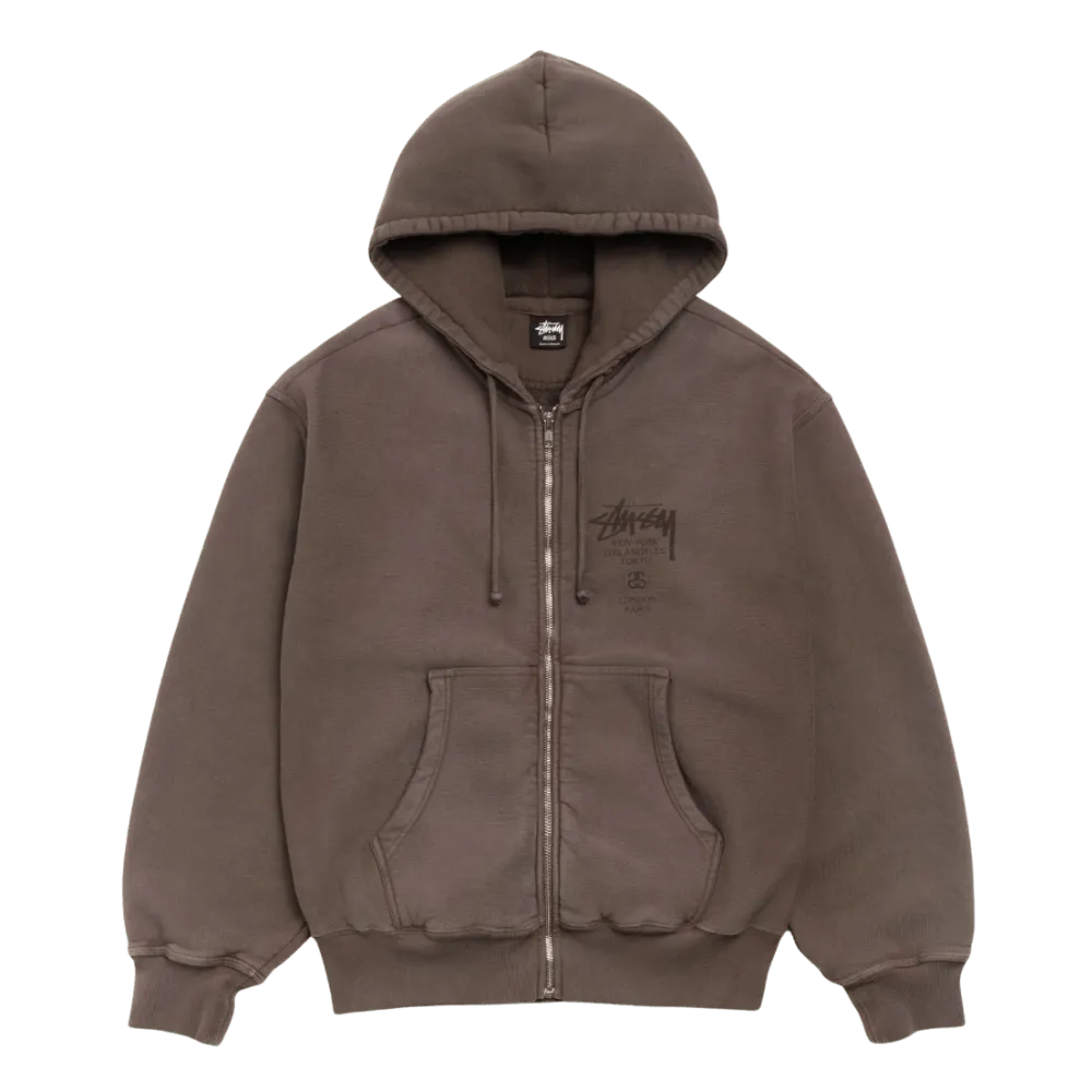 WORLD TOUR ZIP HOODIE SUN FADED BROWN | AREA 02 — Asia's Premier