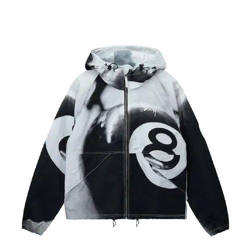 Stussy 8ボール ビーチシェルジャケット　グレースケール STUSSY 8 BALL BEACH SHELL JACKET GRAYSCALE | AREA 02 — Asia's