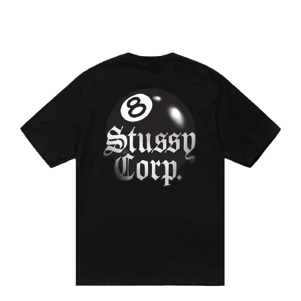 STUSSY 23 SS 8 BALL CORP. TEE BLACK | AREA 02