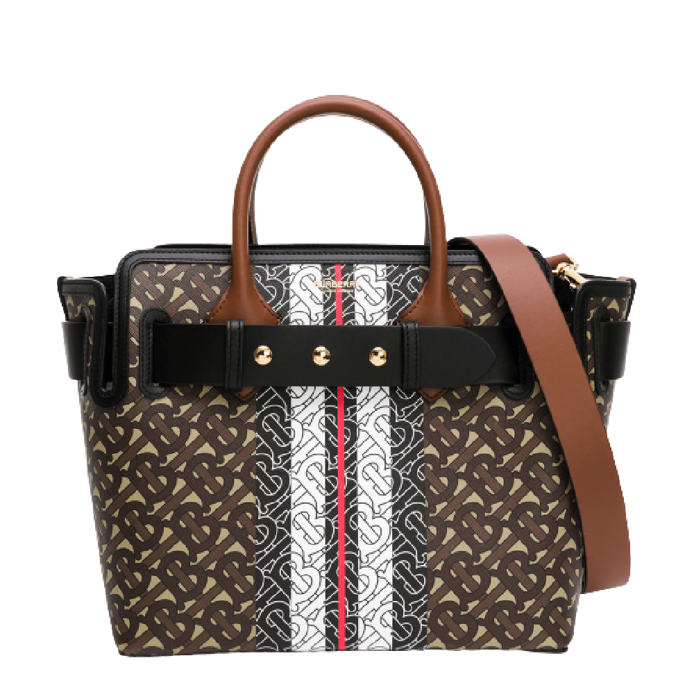 Burberry Black/Multicolor Monogram Stripe E-Canvas Portrait Tote Burberry