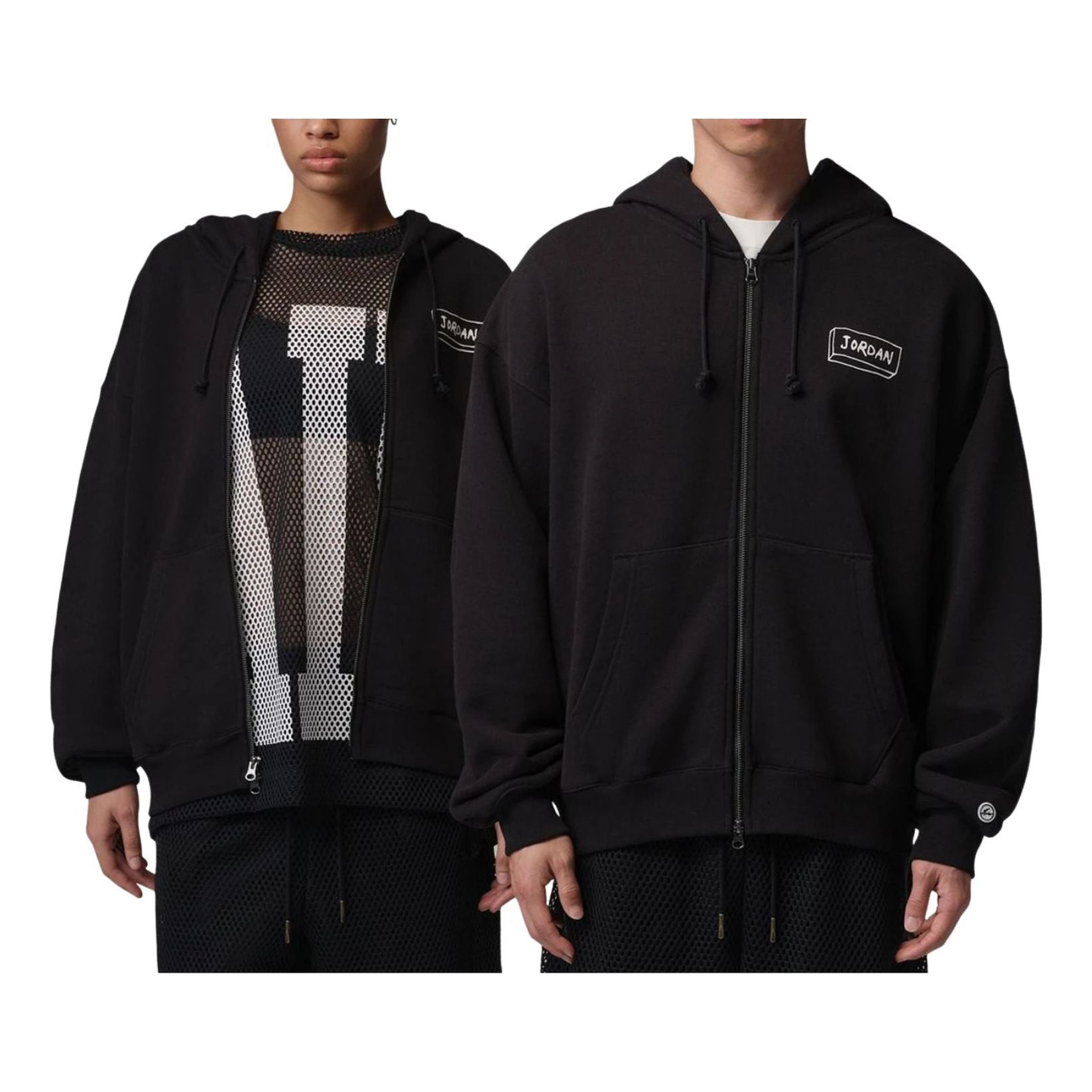 AIR JORDAN X UNION X FRAGMENT FULL-ZIP UP HOODIE BLACK PALE IVORY 