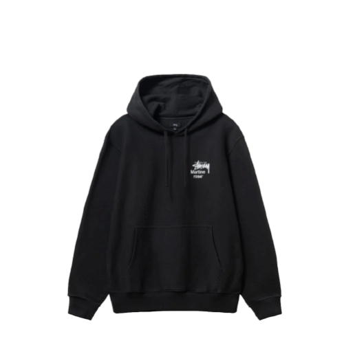 STUSSY MARTINE ROSE COLLAGE PIGMENT DYED HOODIE BLACK | AREA 02