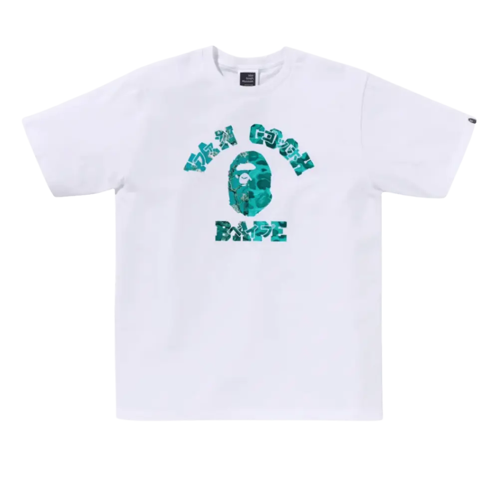 L BAPE X VGM COLLEGE TEE Tシャツ 白 ゴッホ カレッジ A BATHING APE
