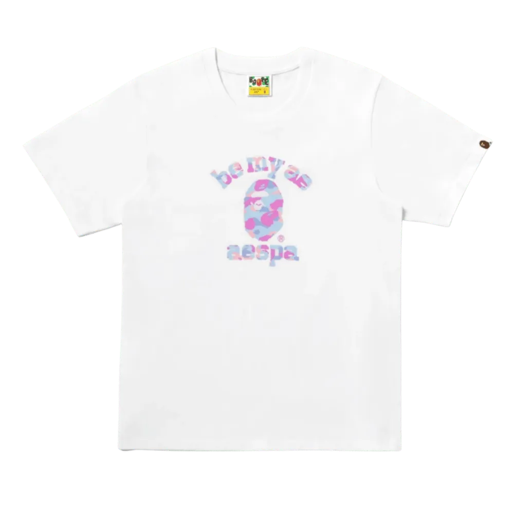 BAPE X AESPA COLLEGE RELAXED TEE - WHITE | AREA 02 — Asia's