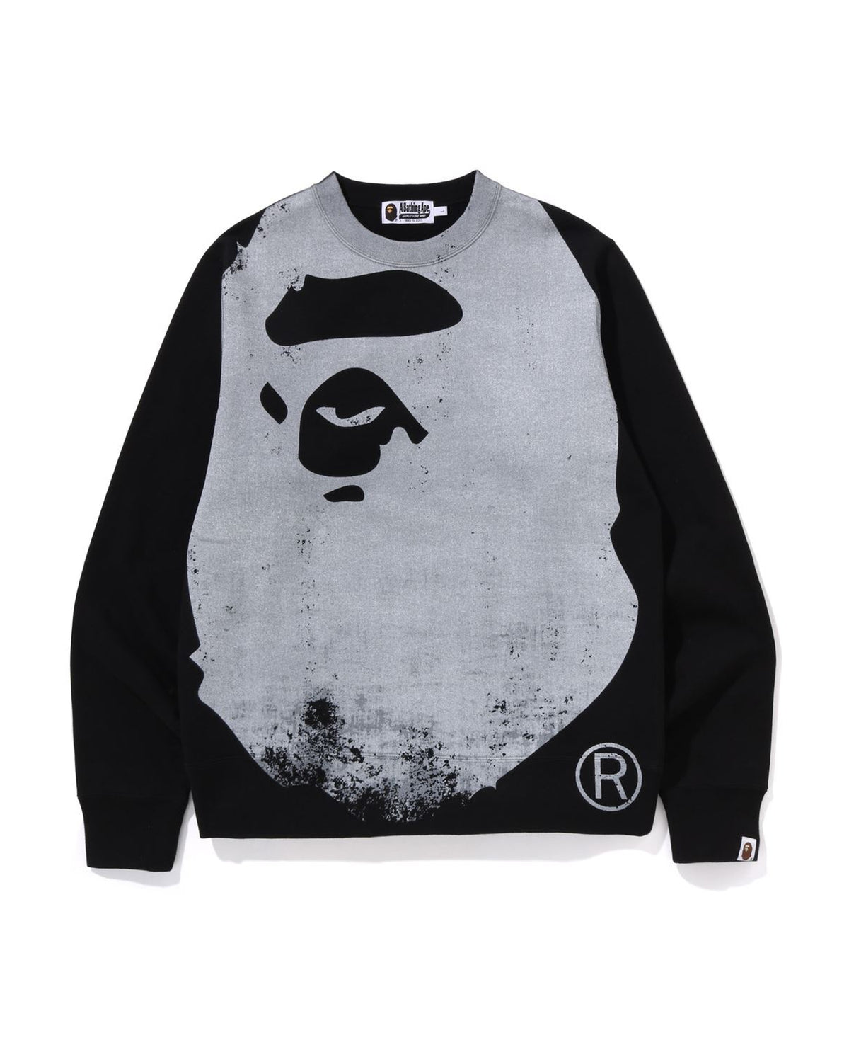 BAPE HEAD OVER PRINT CREWNECK SWEATSHIRT BLACK | AREA 02 — Asia