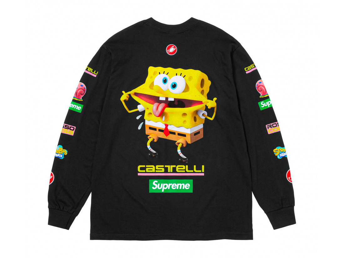 SpongeBob Castelli Racing L/S Tee Mサイズ 黒 Supreme SpongeBobCastelli Racing L/S Tee - メルカリ