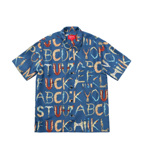 ALPHABET SILK SHIRT BLUE | AREA 02