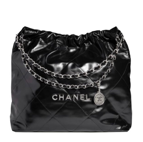 CHANEL 22 SMALL HANDBAG SILVER LOGO