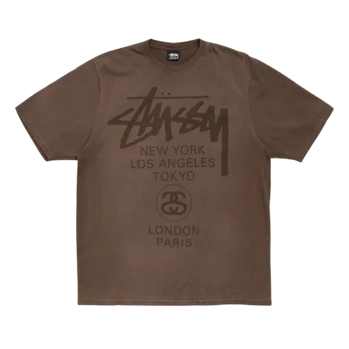 トップス Stussy World Tour Tee Sun Faded Brown WORLD TOUR TEE SUN FADED BROWN | AREA 02 — Asia's Premier Exchange