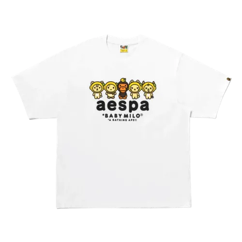 BAPE X AESPA COLLEGE RELAXED TEE - WHITE | AREA 02 — Asia's