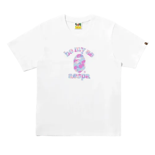 BAPE X AESPA COLLEGE RELAXED TEE - WHITE | AREA 02 — Asia's